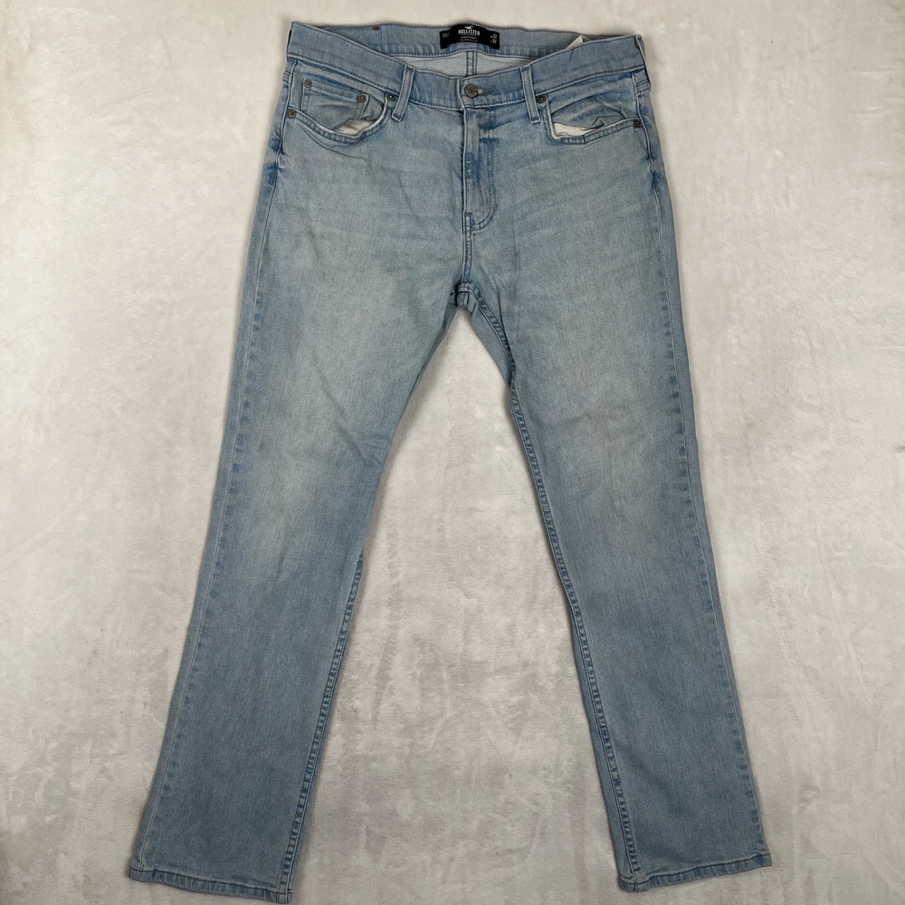 Hollister Jeans Mens 32x32 Blue Slim Straight Stretch Epic Flex Denim Light Wash